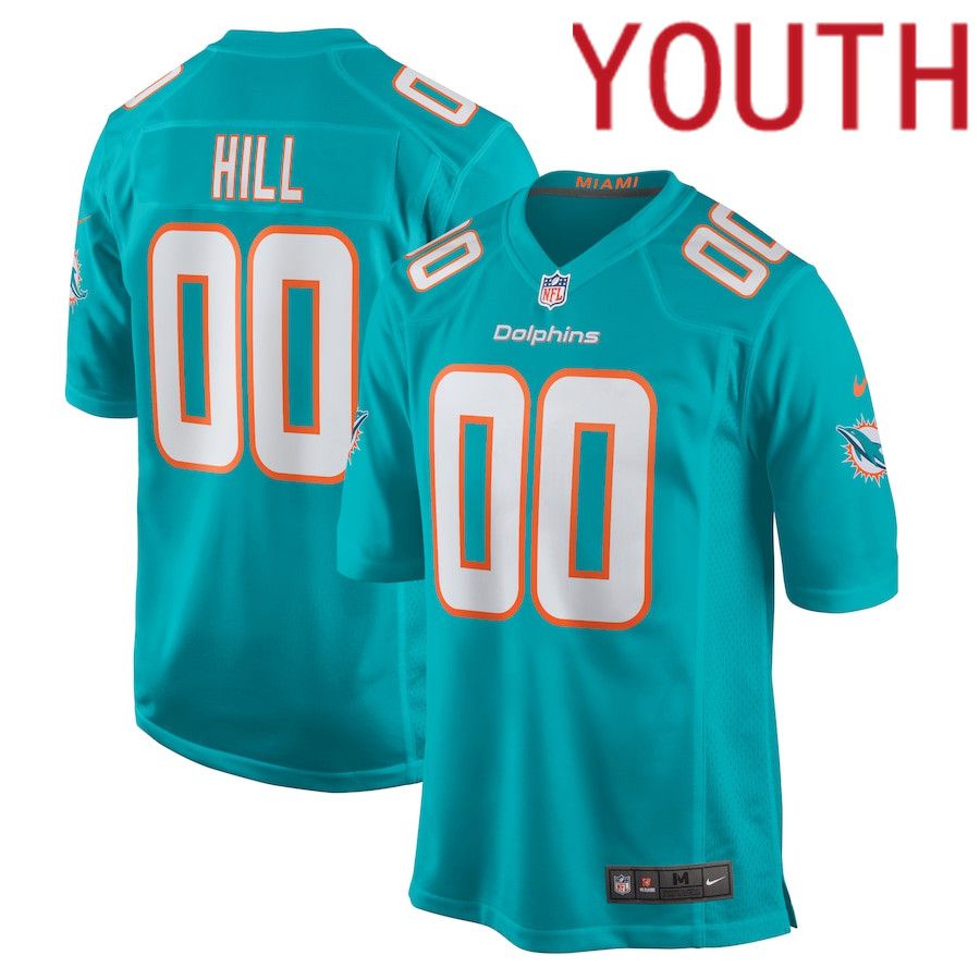 Youth Miami Dolphins Tyreek Hill Nike Aqua Custom Game NFL Jersey